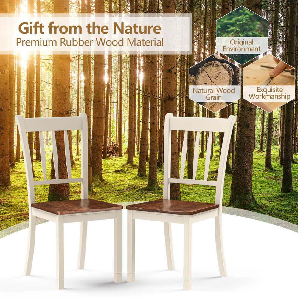 Costway Set of 2 White Slatted High Backrest Dining Chair Image 6