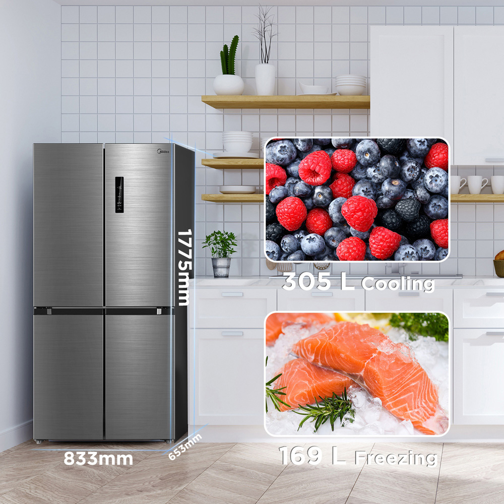 Midea MDRF632FIE46 Inox Total No Frost Multi-Door 474L Fridge Freezer Image 9