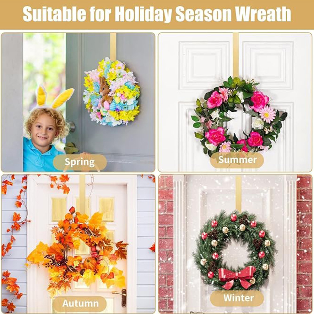 Shatchi Gold Metal Wreath Hanger Image 4