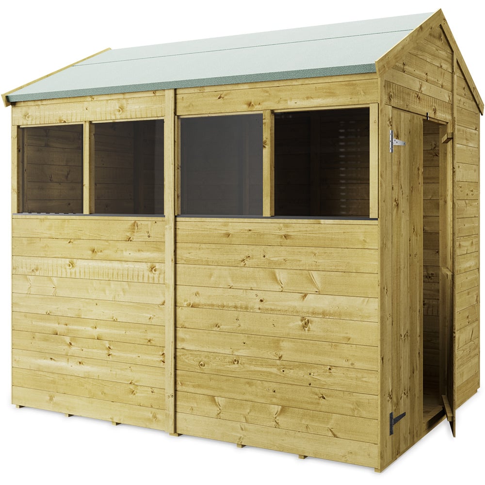 StoreMore 8 x 6ft Double Door Tongue and Groove Apex Shed with Window Image 2