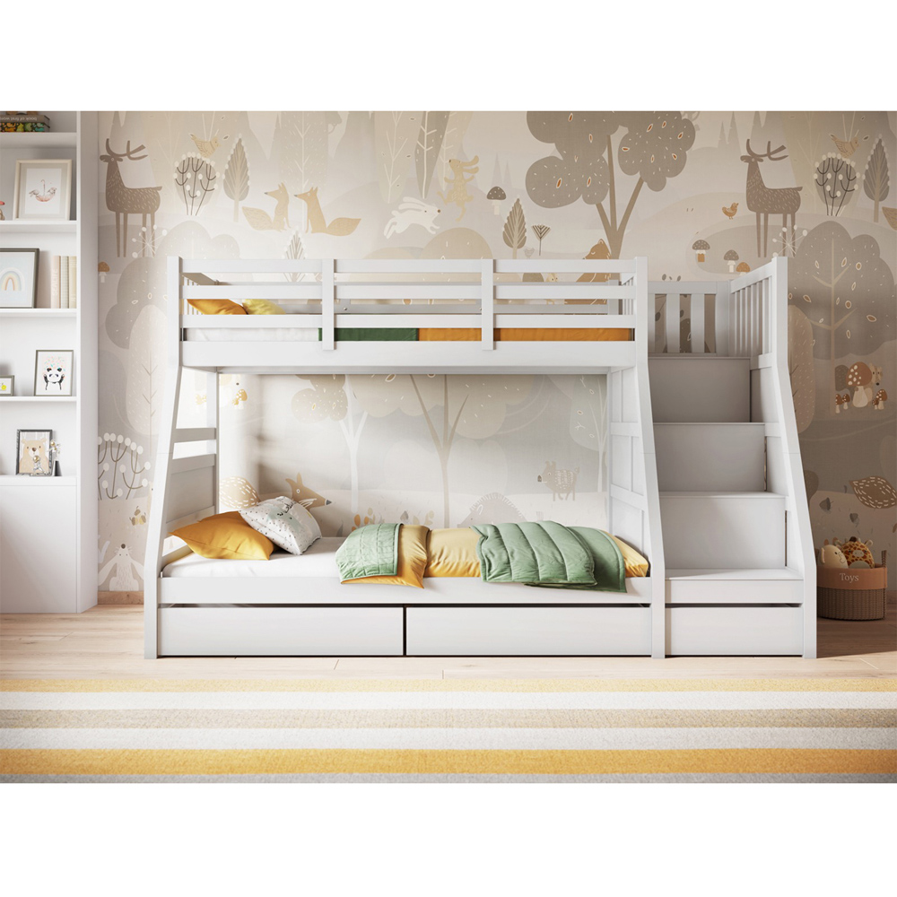 Flair Lunar Triple Sleeper White 3 Drawer Bunk Bed Image 4