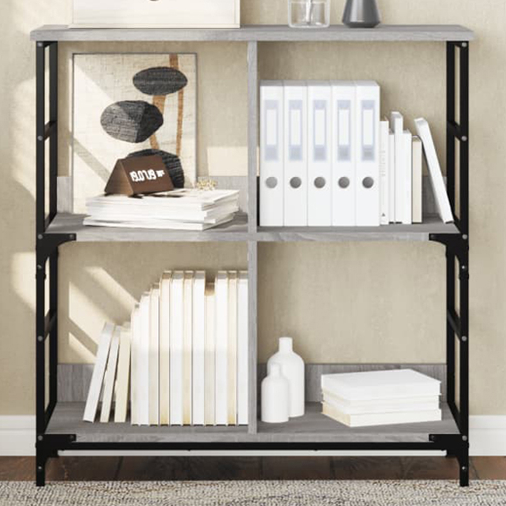 vidaXL 4 Open Shelf Grey Sonoma Compact Bookshelf Image 1