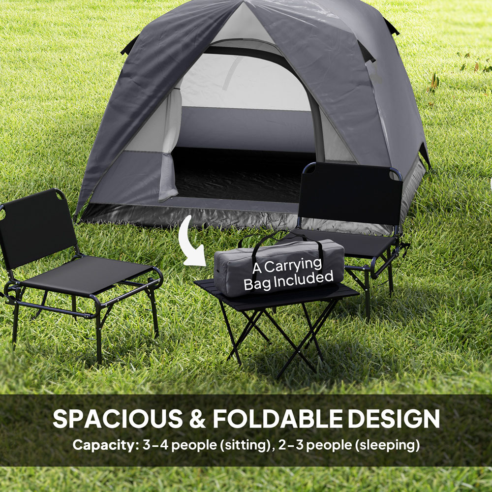Outsunny 3-4 Person Waterproof Camping Tent Dark Grey Image 4
