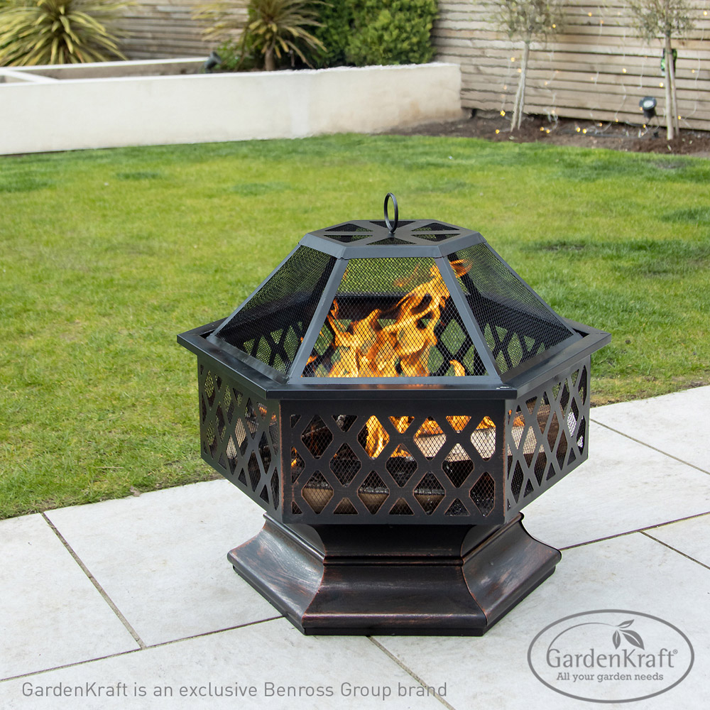 GardenKraft Bronze Outdoor Garden Heater Firepit Image 2