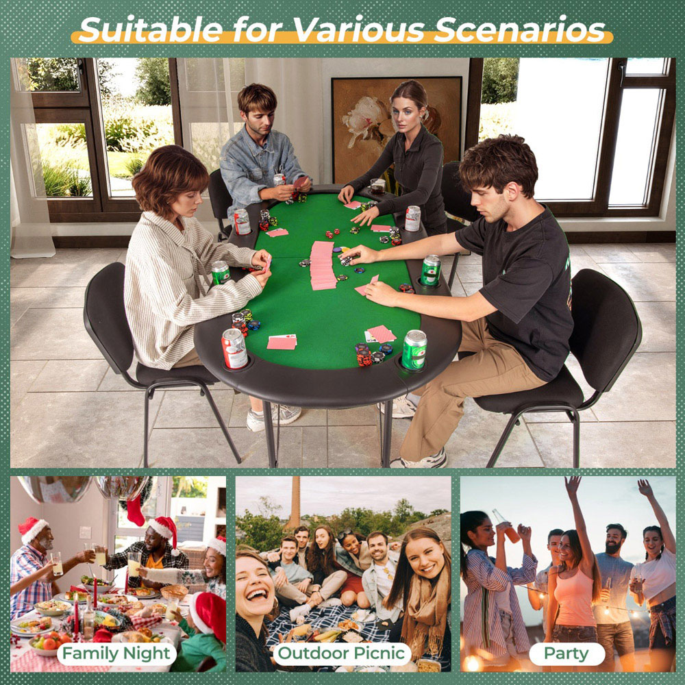 Costway Green Folding Cardboard Game Table with 8 Cup Holder Image 6