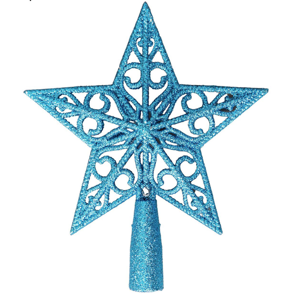 Shatchi Ice Blue Glitter Star Tree Topper Image 1