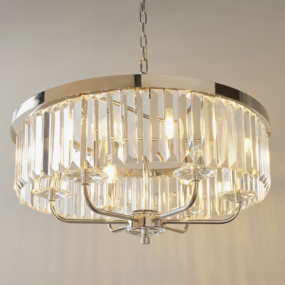 Merano Ascoli Cut Glass Clear and Nickle 6 Light Ceiling Pendant Image 4