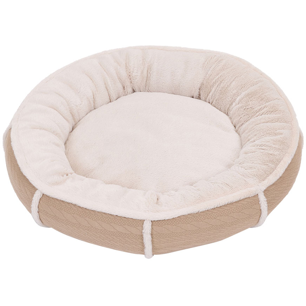 H&O Direct 60cm Light Brown Plush Warm Pet Bed with Anti-Slip Bottom Image 2