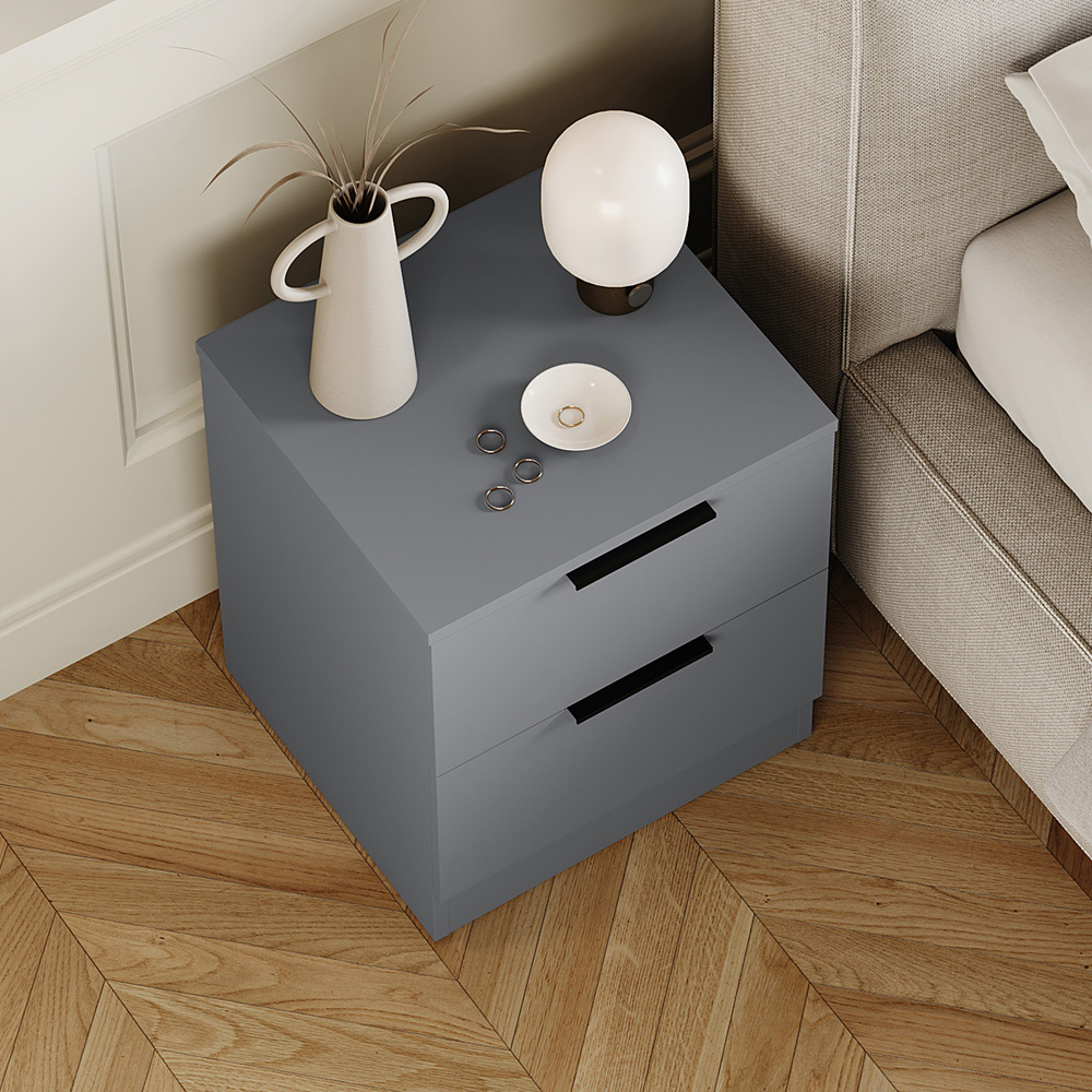 VIDA DESIGNS Terga 2 Drawer Grey Bedside Cabinet Image 4