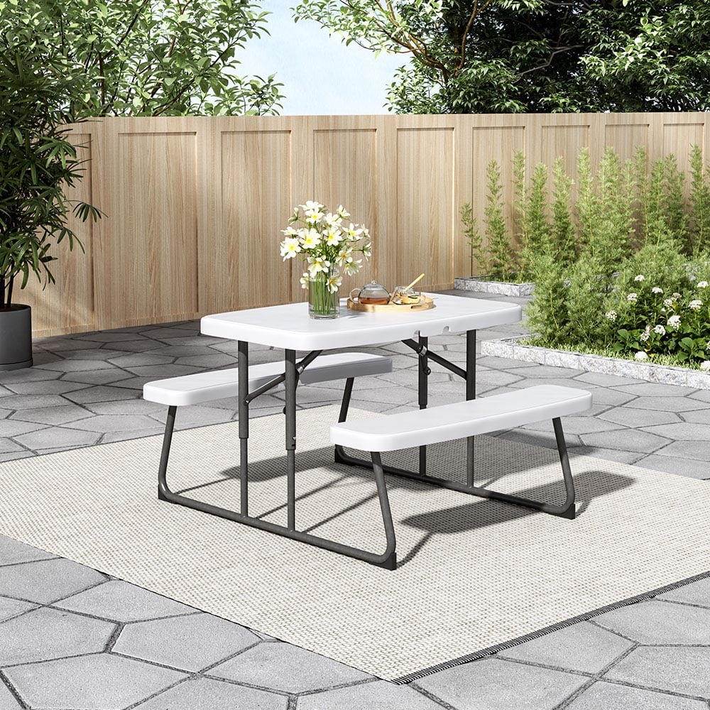 Living and Home Kids Foldable 4 Seater Picnic Table and Bench Set Image 7