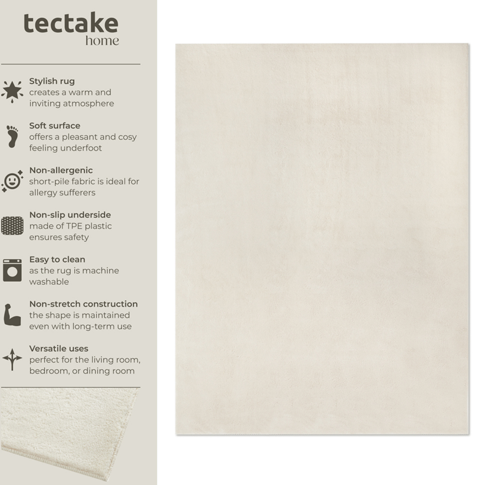 tectake Zonelle Cream Short Pile Ultra Soft Rug 230 x 160cm Image 6
