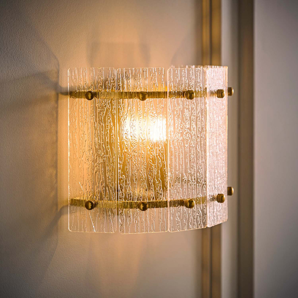 ValueLights Darcy Frosted Acrylic Shade Brushed Gold Wall Light with Bulb Image 2