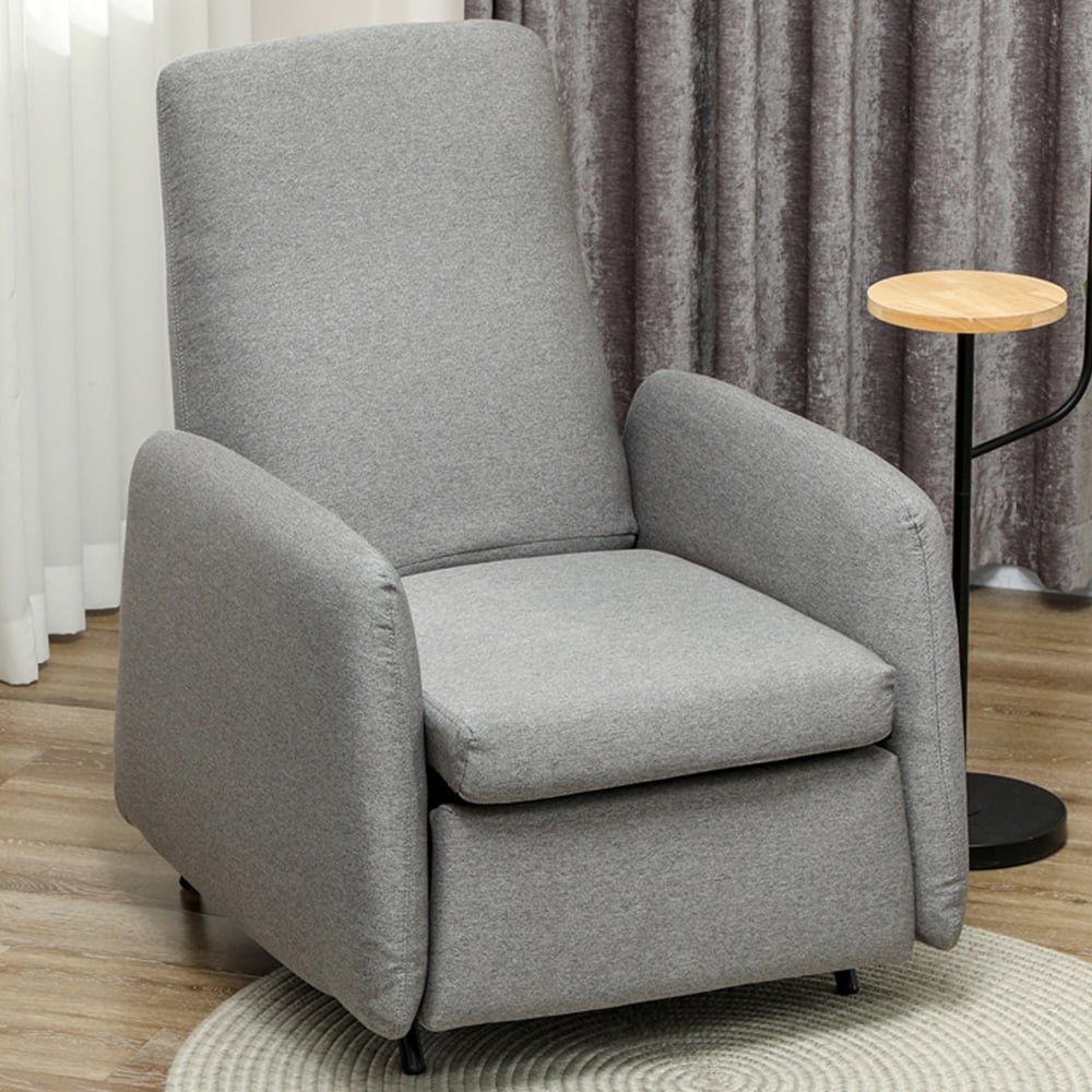 HOMCOM Grey Push Back Recliner Armchair with Adjustable Leg Rest Image 1