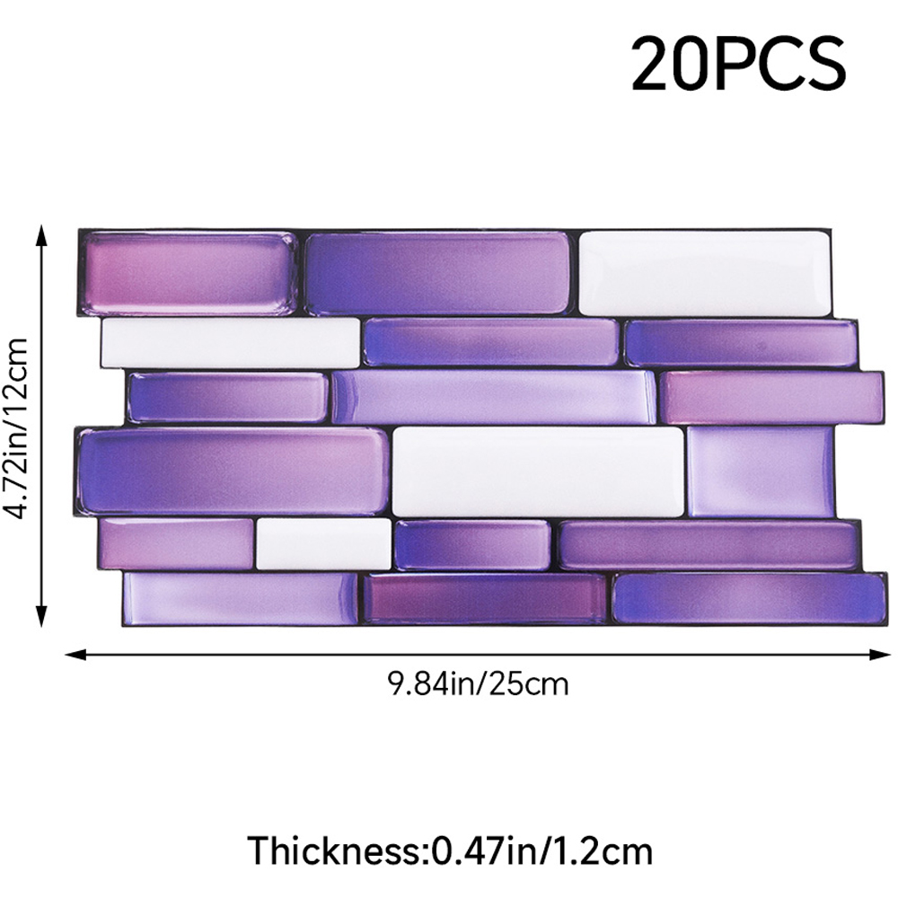 Living and Home Marble Effect Purple Self-Adhesive Wall Tile Sticker 20 Pack Image 8