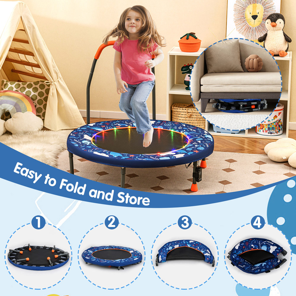Costway Navy Kids Folding Mini Trampoline Image 6