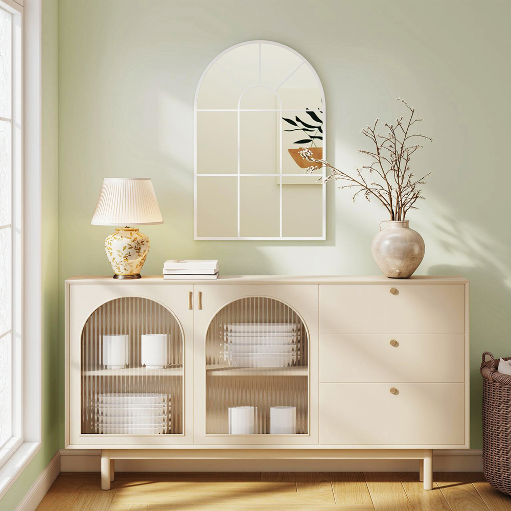 Portland White Arched Window Wall Mirror 91 x 60cm Image 5