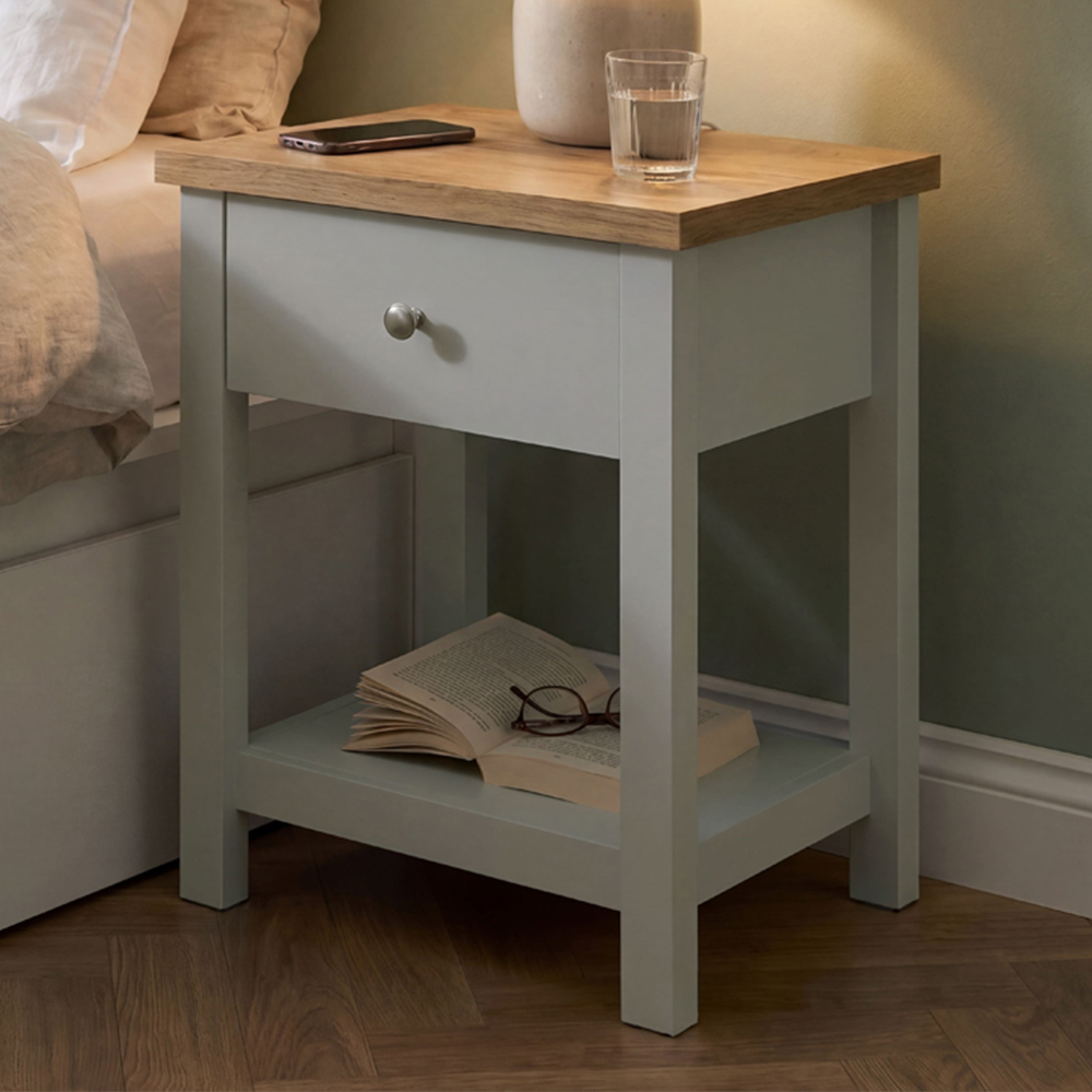 VIDA DESIGNS Arlington Single Drawer Grey Bedside Table Image 1