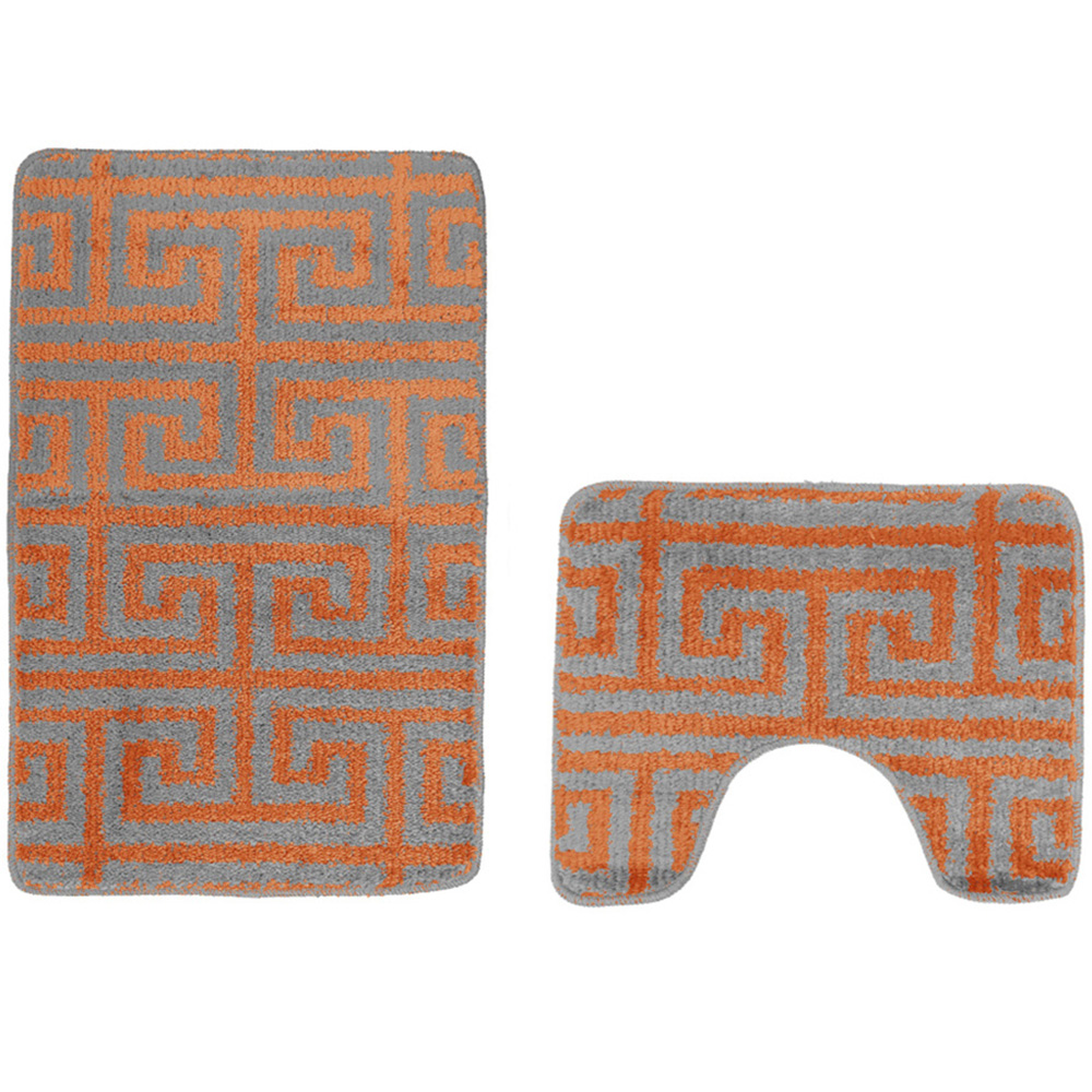 Velosso Luxe Orange Bath Mat Set Image 3