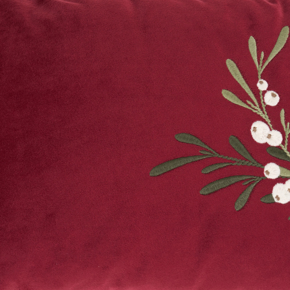 Mistletoe Velvet Cushion Burgundy Image 11