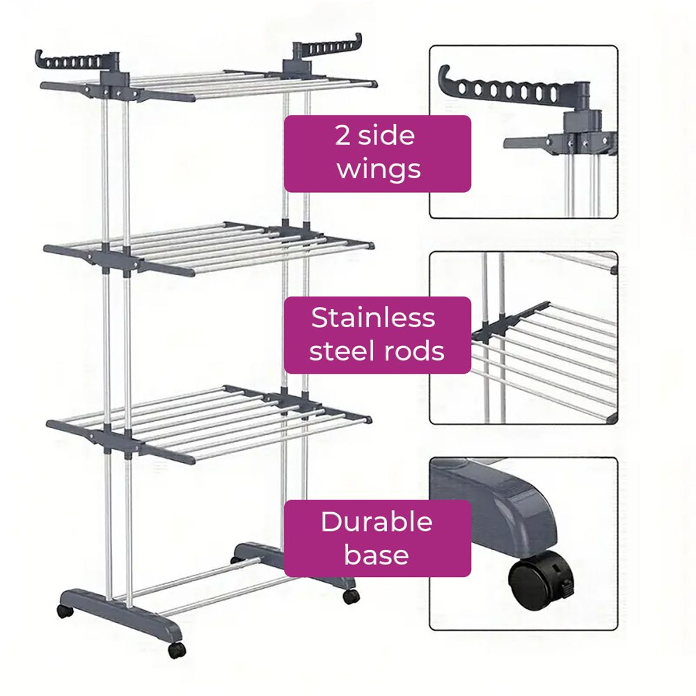 Neo 4 Tier Grey Folding Clothes Horse Drying Rack Image 7