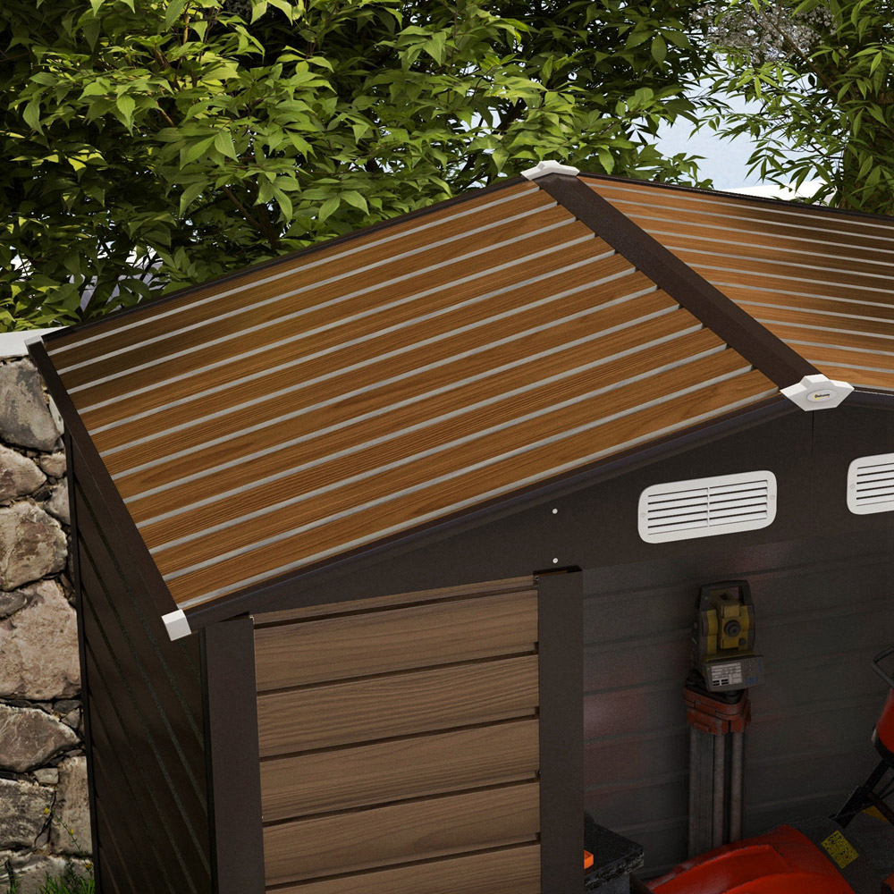 Outsunny 6.2 x 4.3ft Oak Garden Metal Shed with Vent Image 3