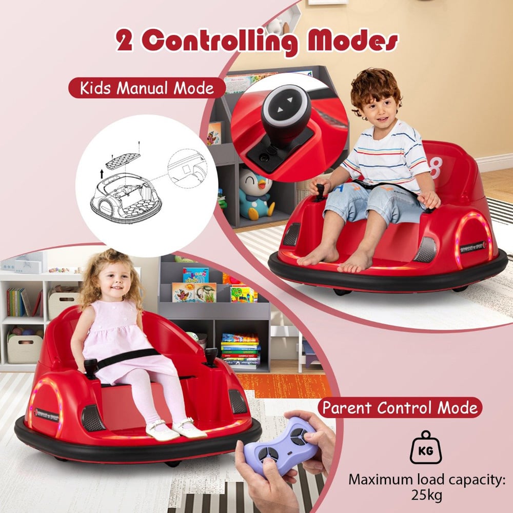 Costway Kids Red Ride On Bumping Car with Flashing LED Lights 6V Image 4