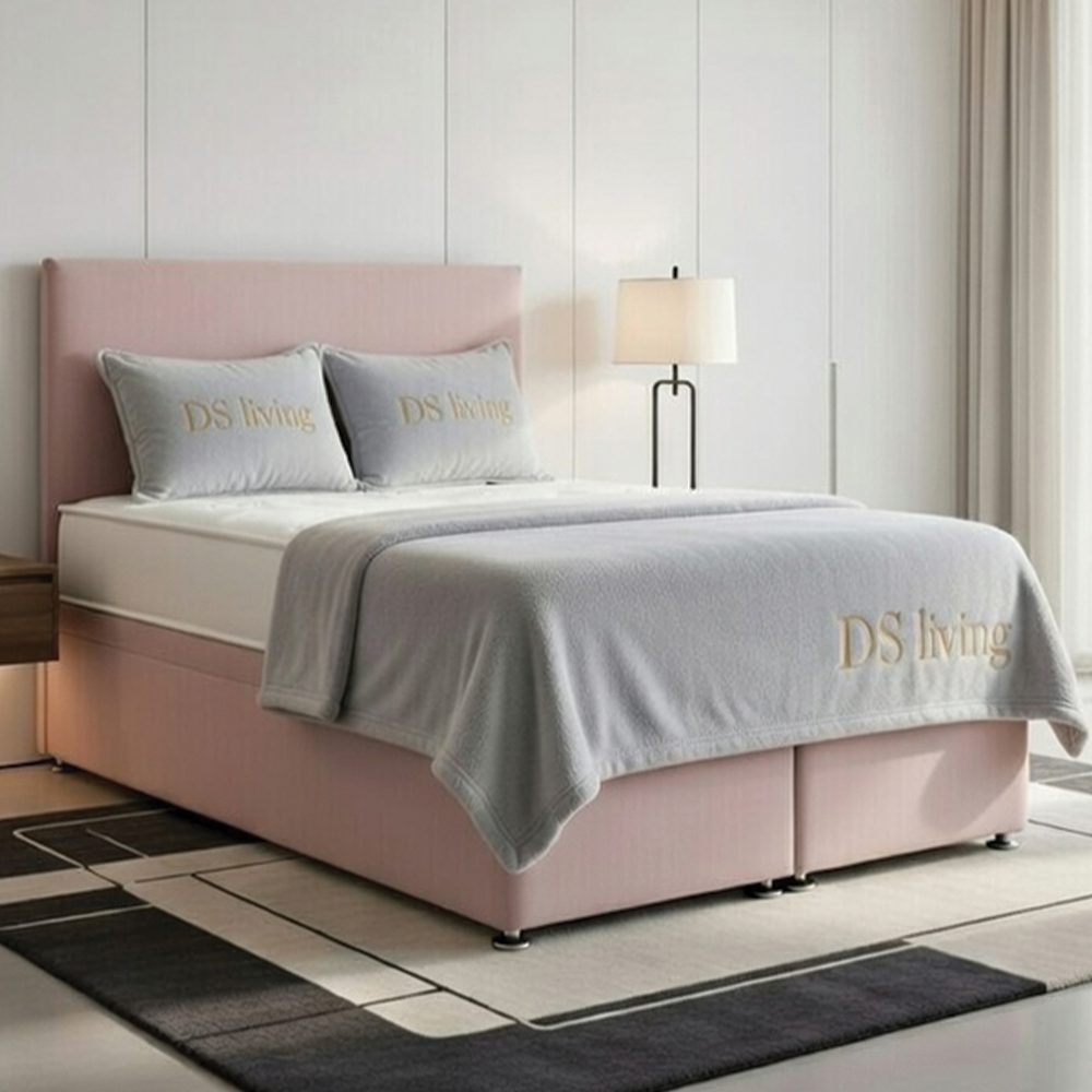 DS Living Prima King Size Pink Plush Divan Bed Image 1