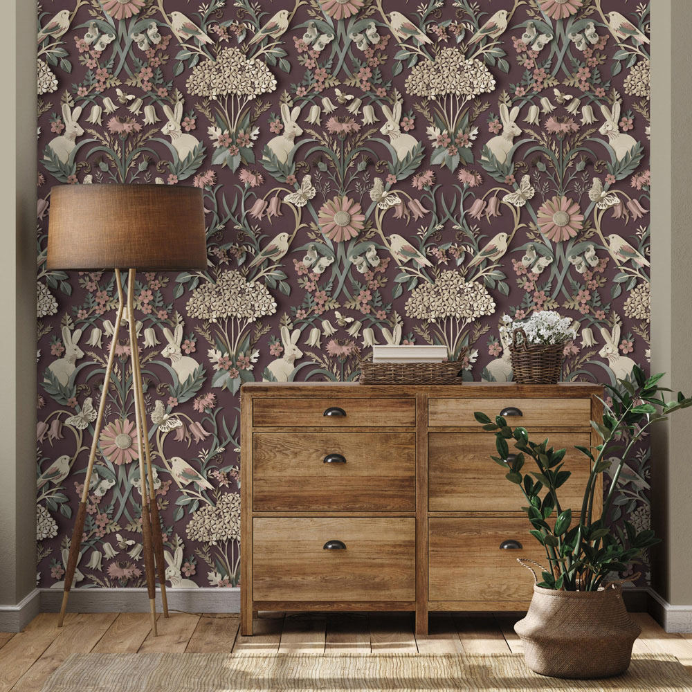 Fine Decor Woodland Plum Wallpaper Image 6