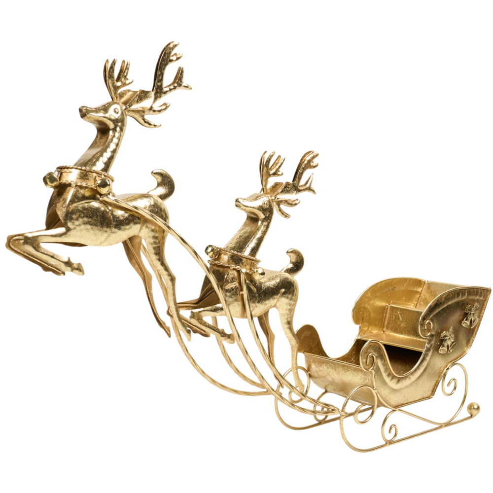 Deers with Sleigh Decoration Golden Image 4