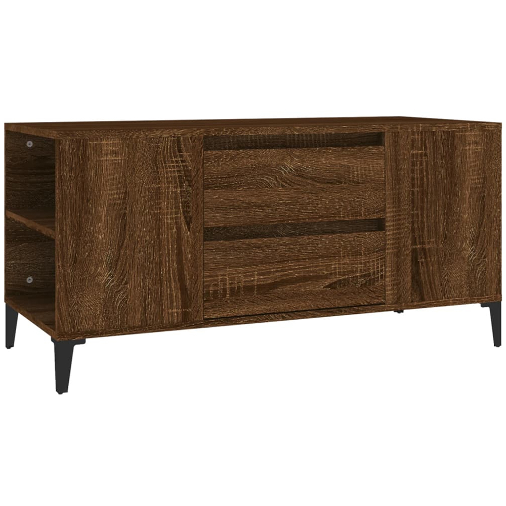 vidaXL 2 Drawer 4 Shelf Brown Oak TV Cabinet Image 2