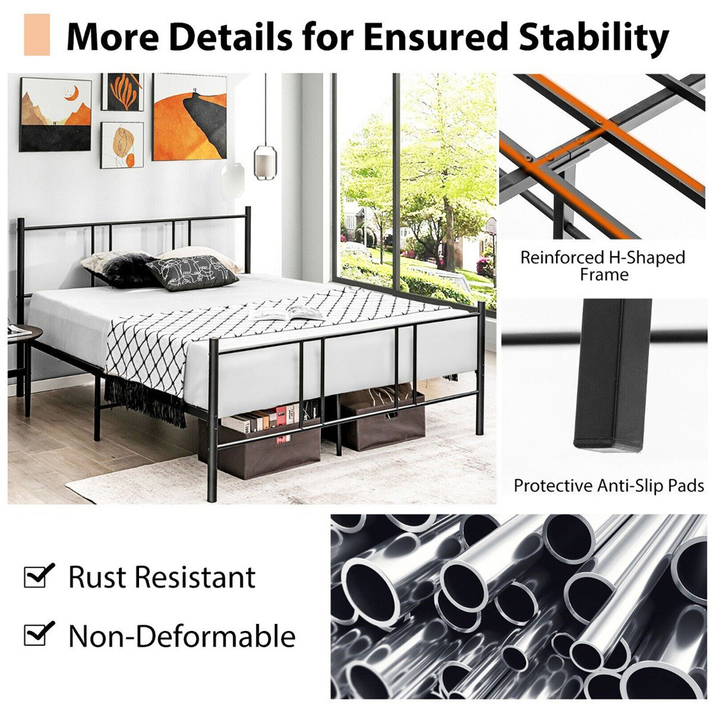 Costway Double Black Slatted Metal Bed Frame Image 8