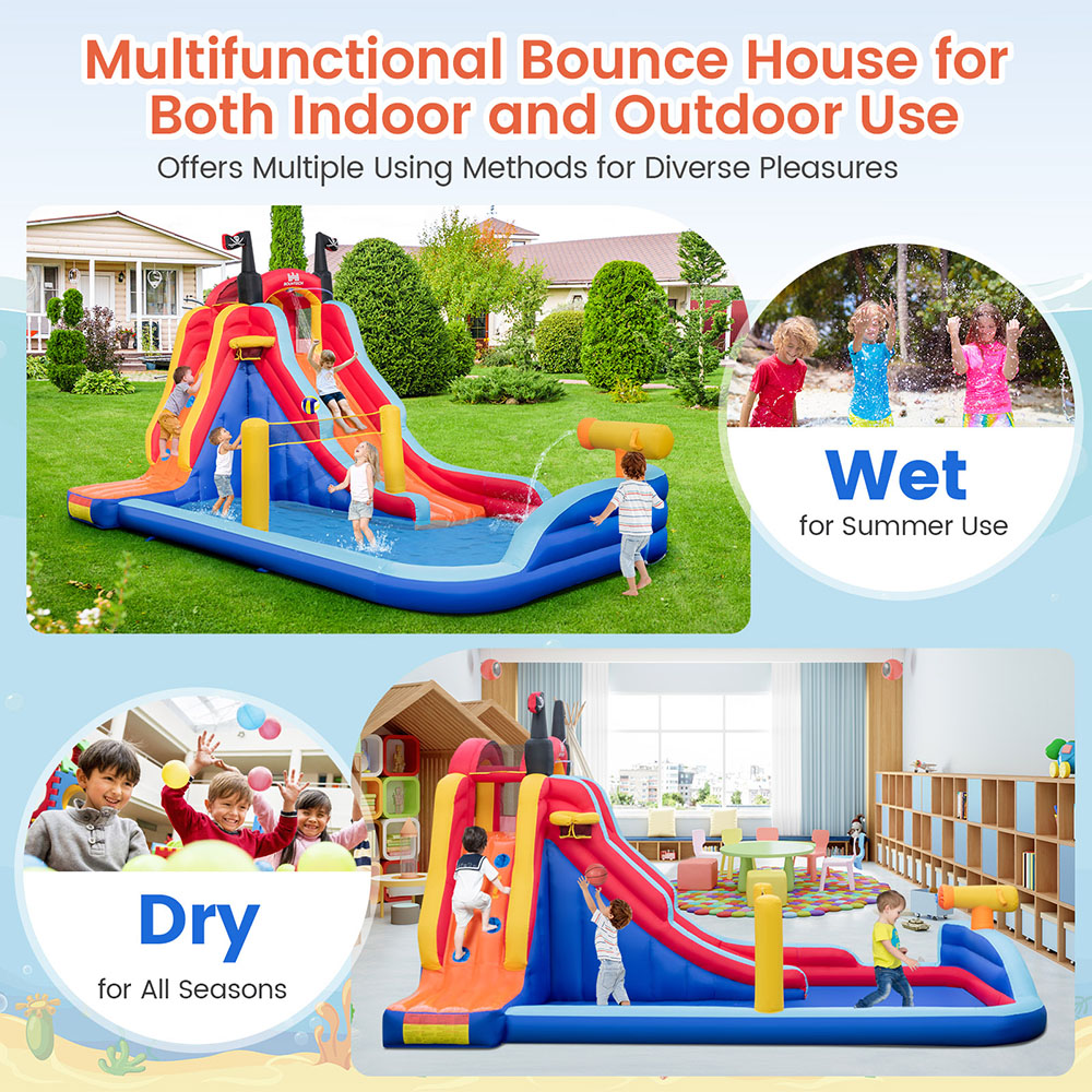 Costway 5 in 1 Pirate Theme Inflatable Water Slide Park Image 7