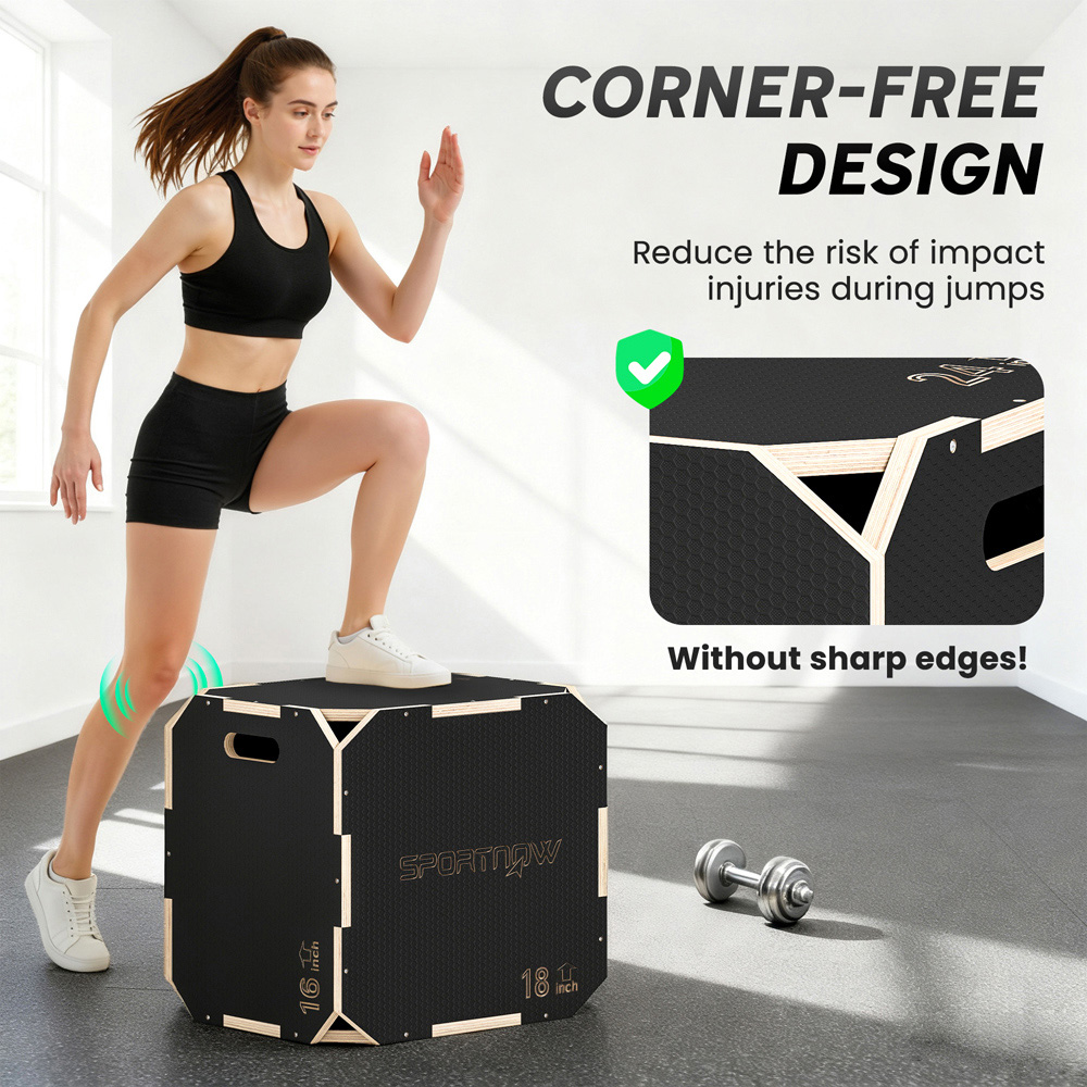 SPORTNOW Non-Slip Corner-free Wooden Plyo Box 41 x 51 x 48cm Image 8