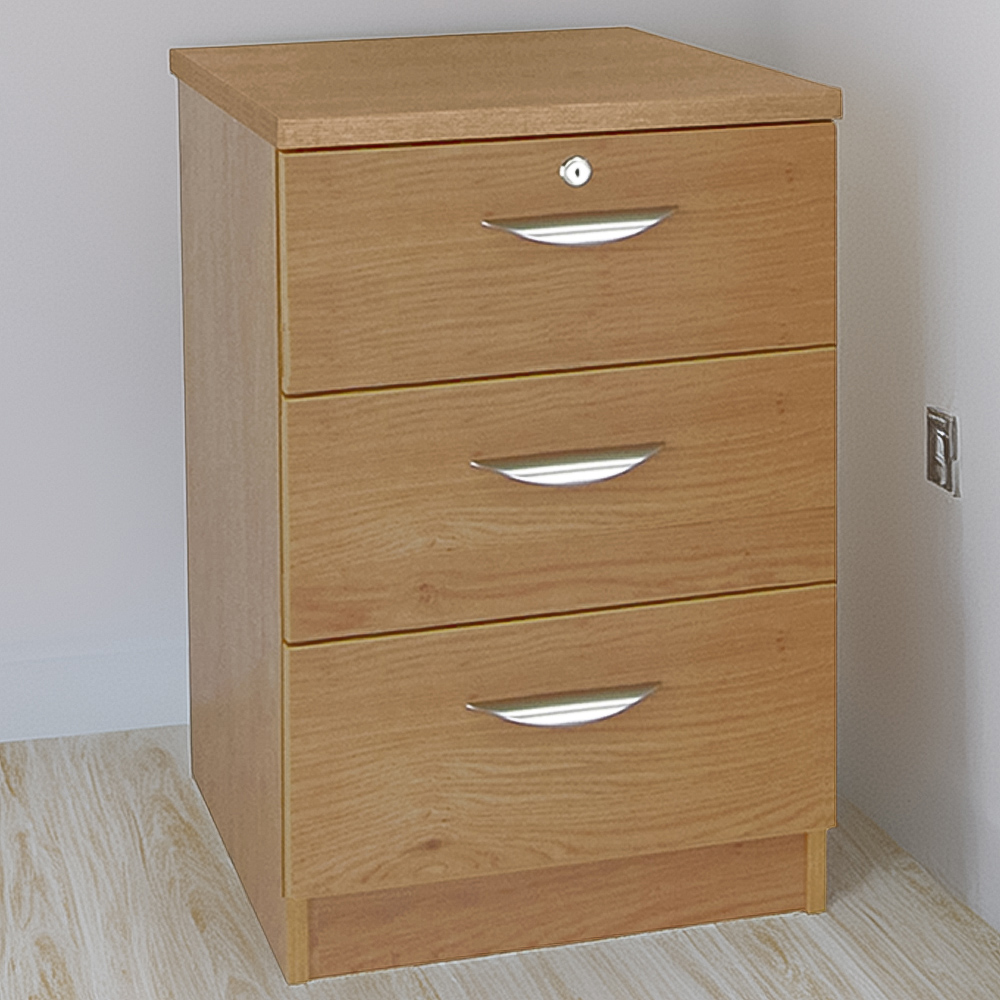 R White Cabinets 3 Drawer Brown Storage Unit Image 1