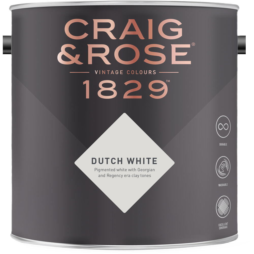 Craig & Rose Kitchen and Bathroom Dutch White Eggshell Paint 750ml Image 2