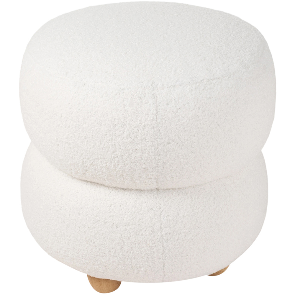 Living and Home Beige Teddy Fleece Round Footstool Image 4