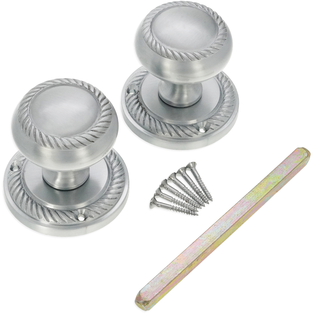 Spira Brass Satin Chrome Georgian Mortice Door Knob 2 Pack Image 4