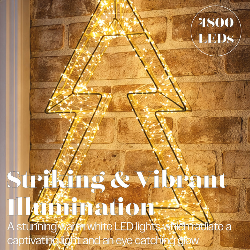 Xmas Haus 4800 Warm White Micro LED Gold Metal Christmas Tree Silhouette 70cm Image 6