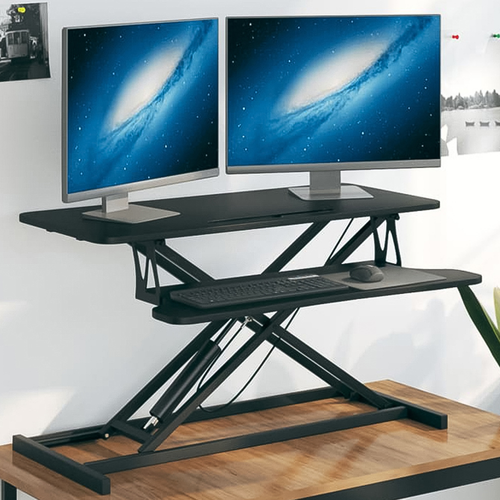 vidaXL Single Shelf Wood and Steel Height Adjustable Workstation Image