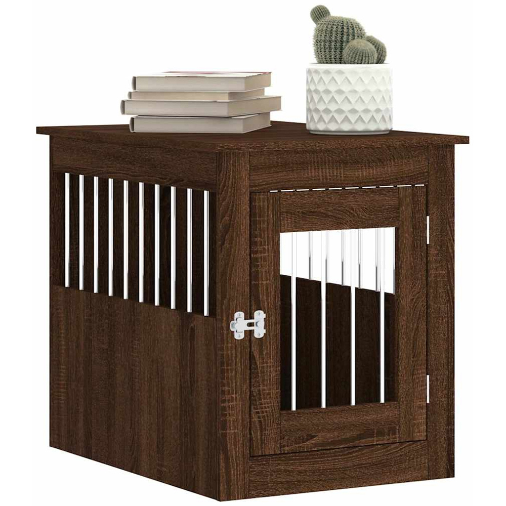 vidaXL Brown Oak Processed Wood Dog Crate Furniture 55 x 75 x 65cm Image 3