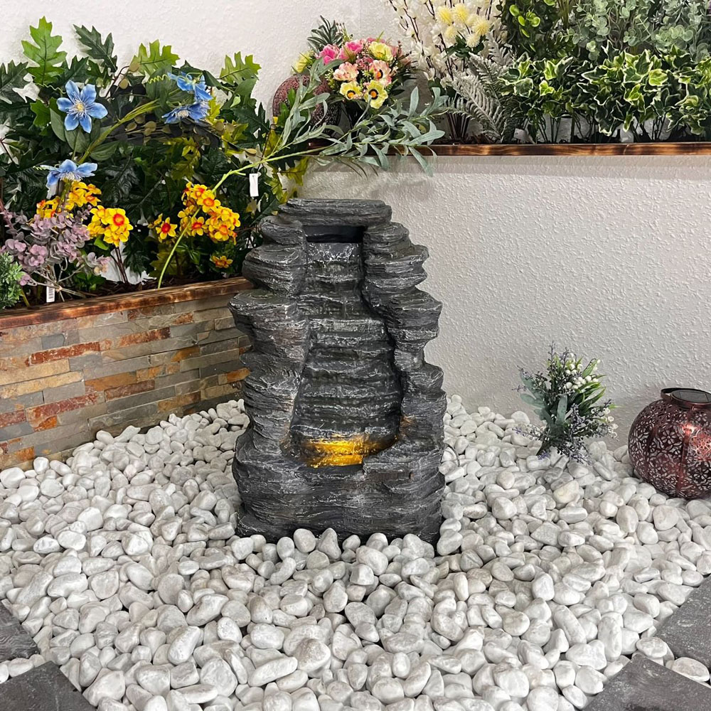 Tranquillity Mini Rock Cascade Solar Powered LED Water Feature Image 2