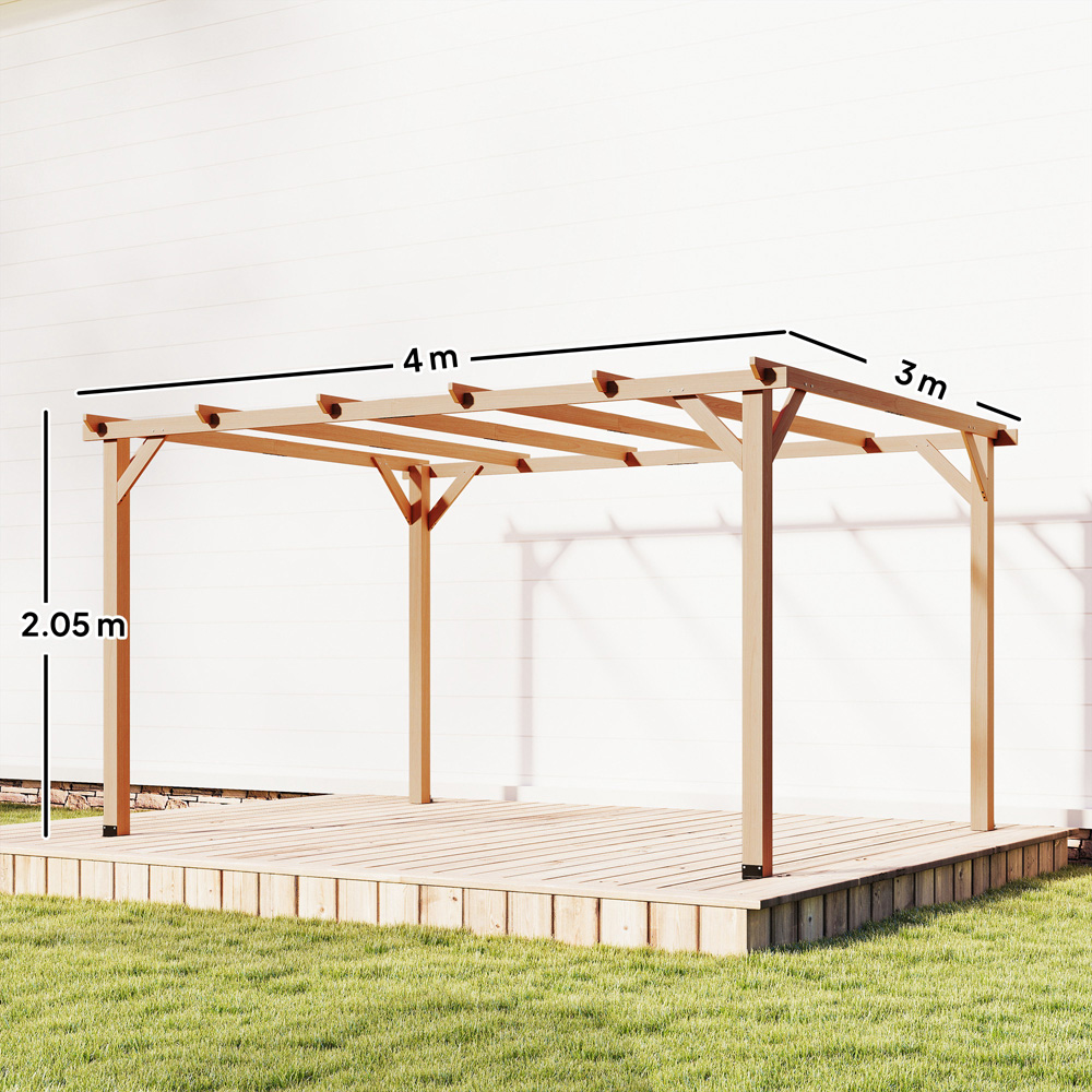 Outsunny 4 x 3m Maple Wood Effect Wooden Pergola Image 9