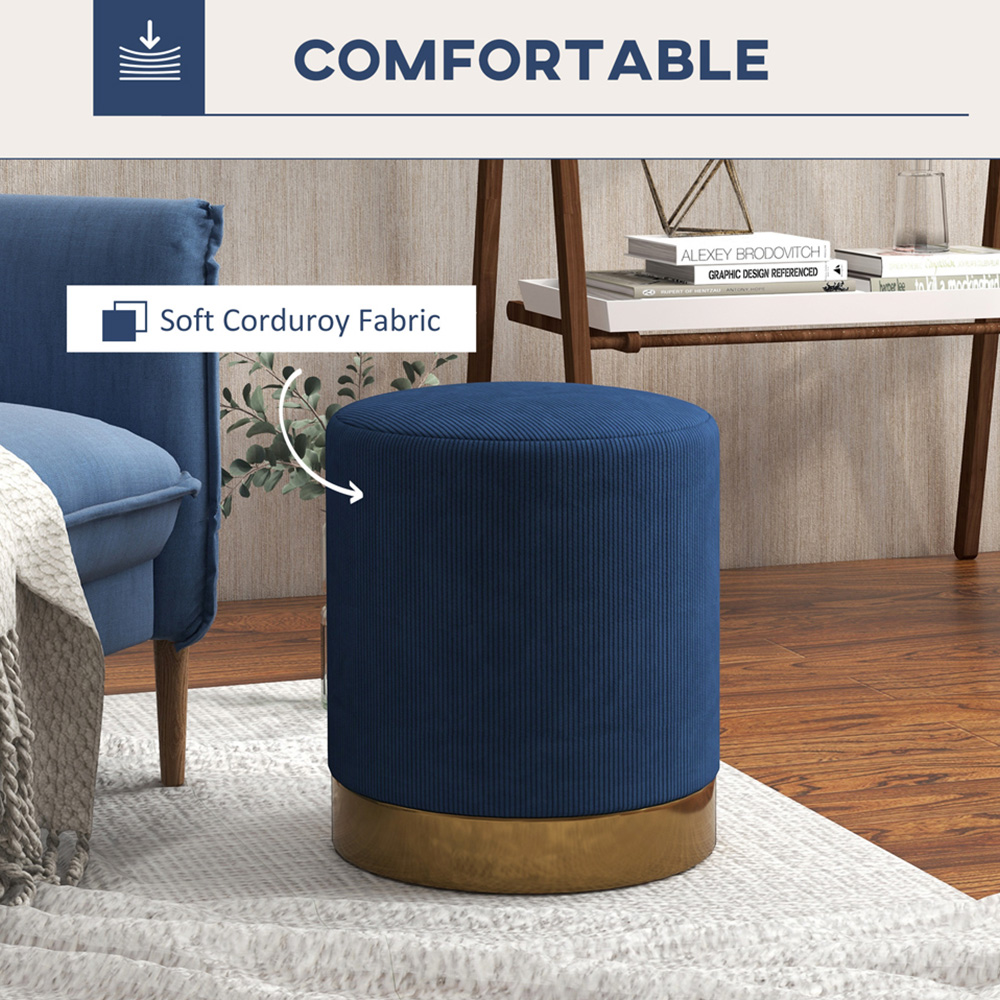 Portland Dark Blue Round Footstool Image 6