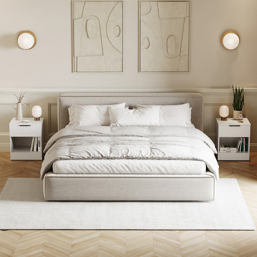 VIDA DESIGNS Trega Single Drawer Single Shelf White Bedside Cabinet Set of 2 Image 2