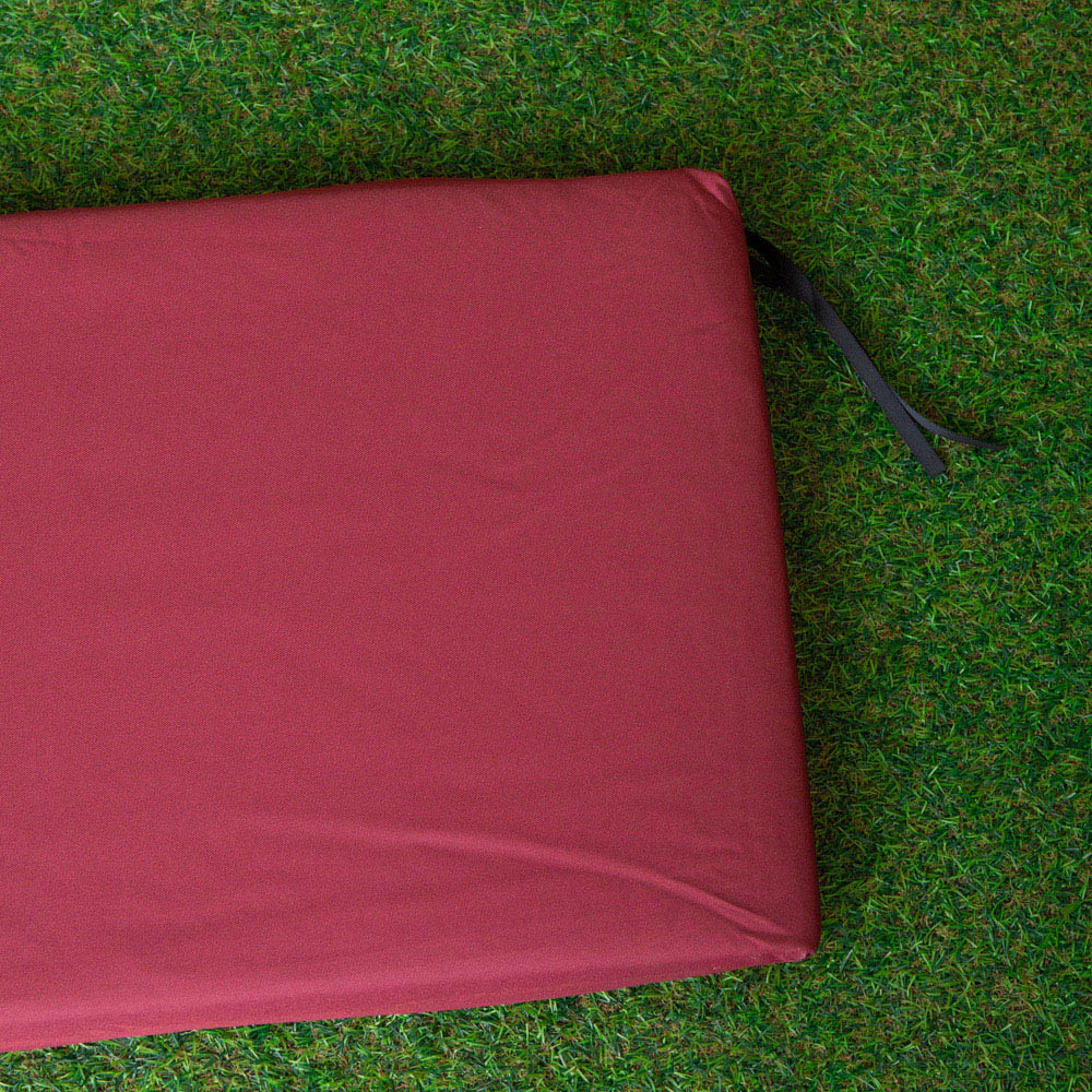 Samuel Alexander 2 Seater Burgundy Wooden Garden Chair Cushion Base 99 x 41cm Image 4