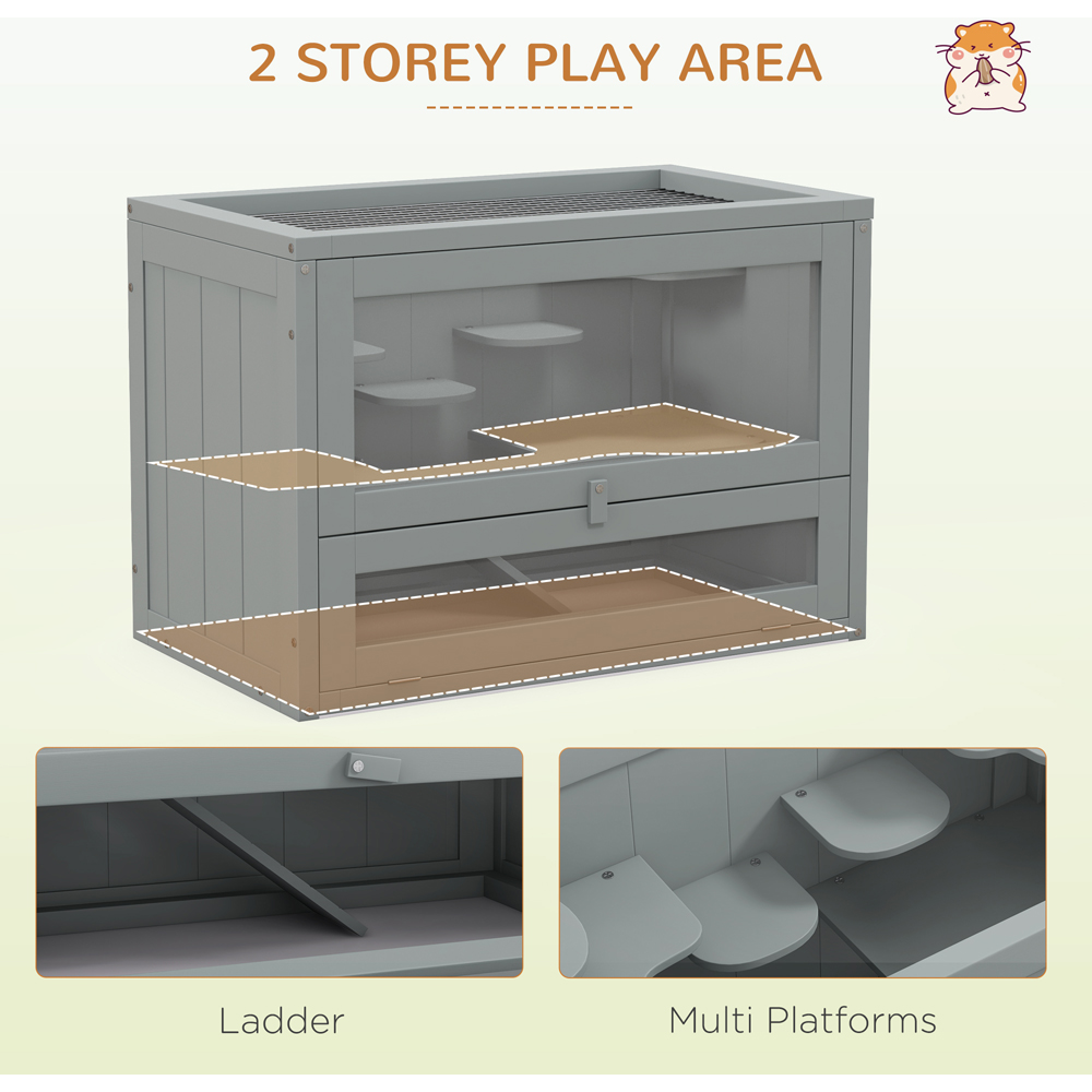 PawHut 2 Levels Wooden Hamster Cage Image 8