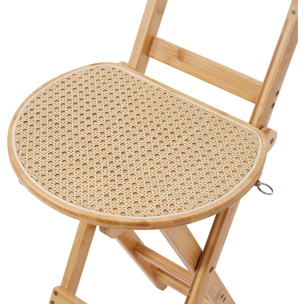 Living and Home Natural Wood Foldable Bamboo Bar Chair with Footrest Image 6