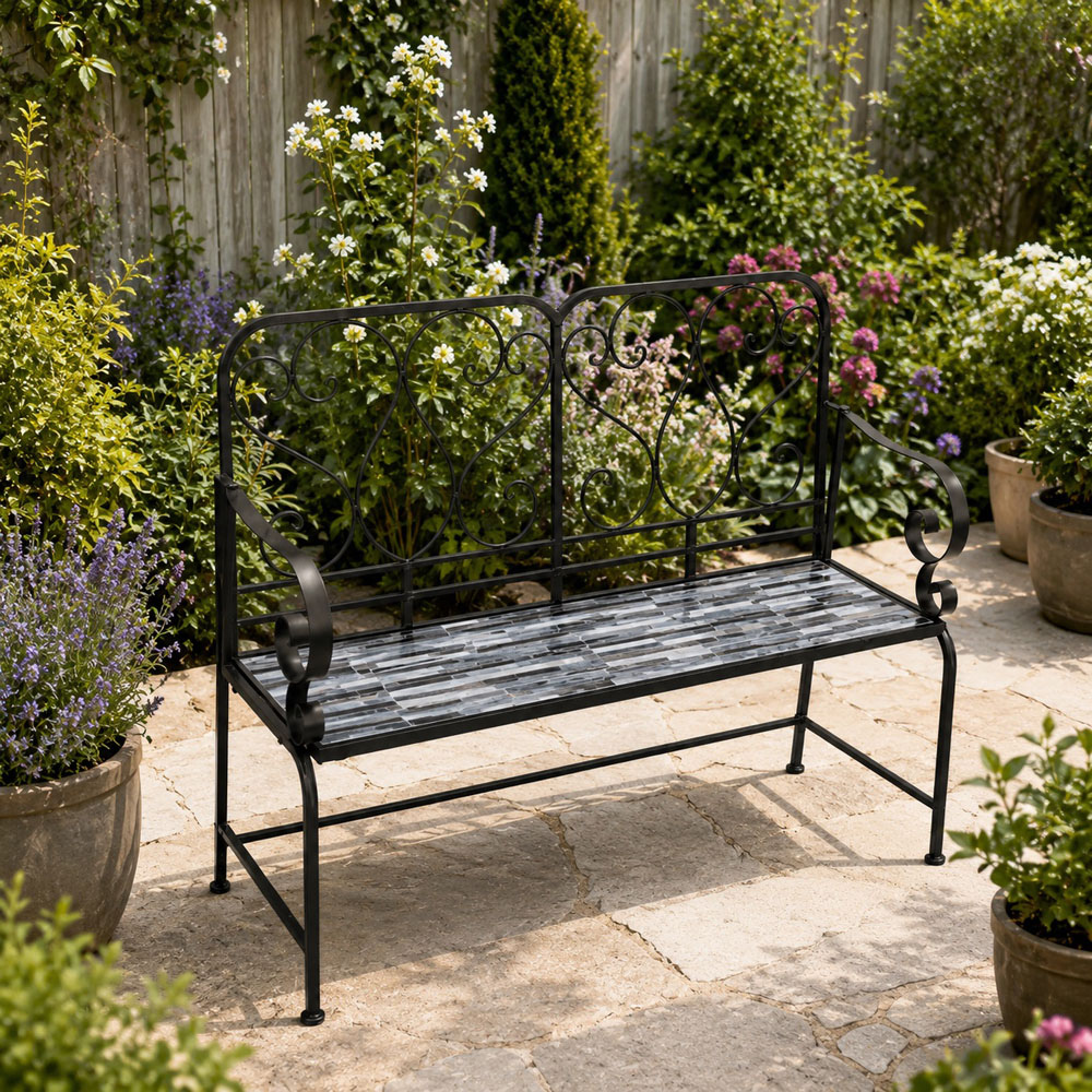 Shatchi Oasis Mosaic 2 Seater Garden Bench Image 3