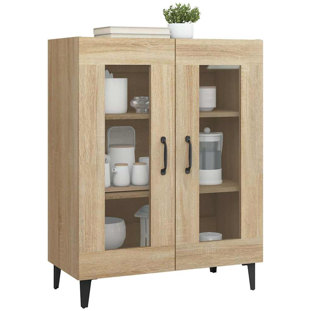 vidaXL 2 Glass Door Sonoma Oak Sideboard Image 4