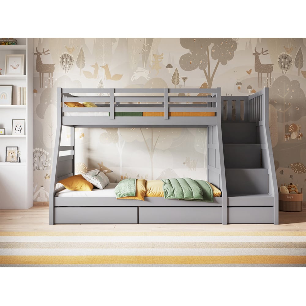 Flair Lunar Triple Sleeper Grey 3 Drawer Bunk Bed Image 4